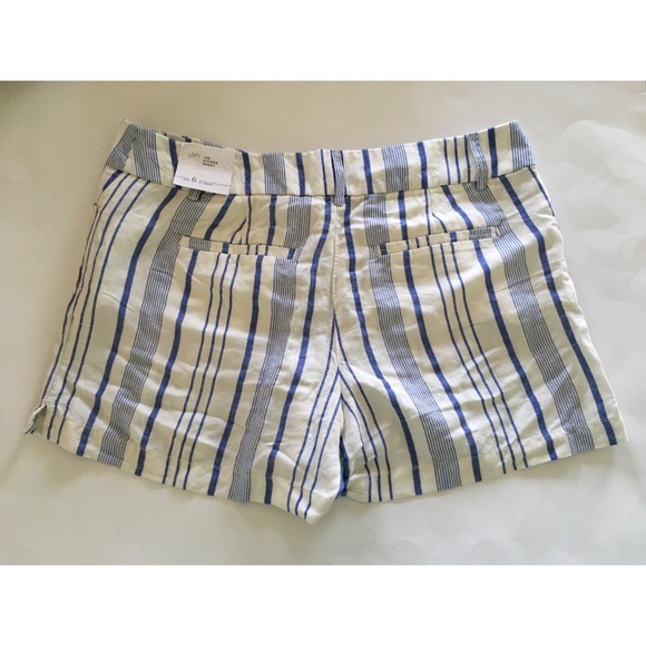 Ann Taylor Loft Riviera Blue White Vertical Stripe Linen Shorts Sz 6 4" Inseam - Picture 4 of 15